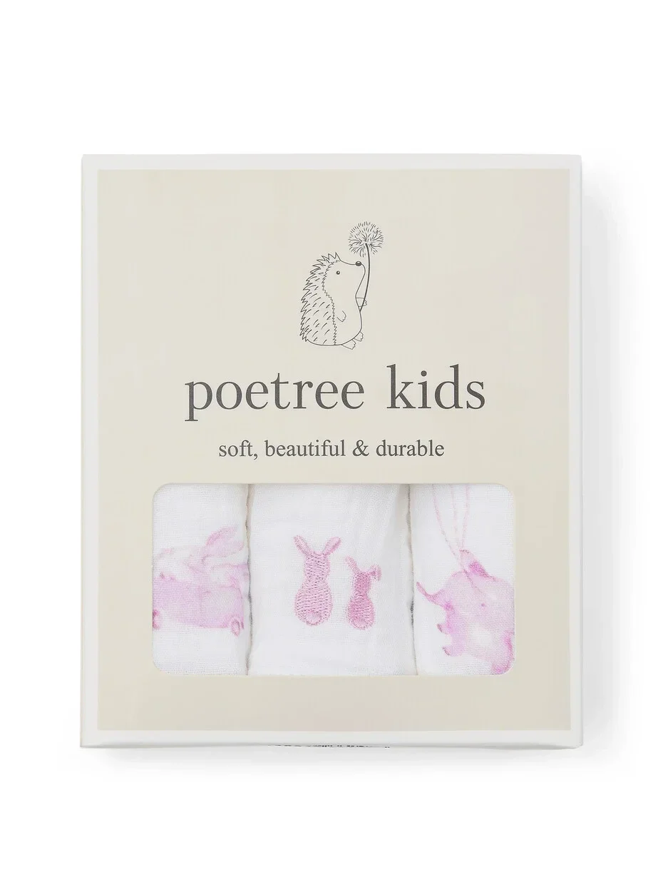 Poetree Set 3 Hydrofiele doekjes Pink Dreams
