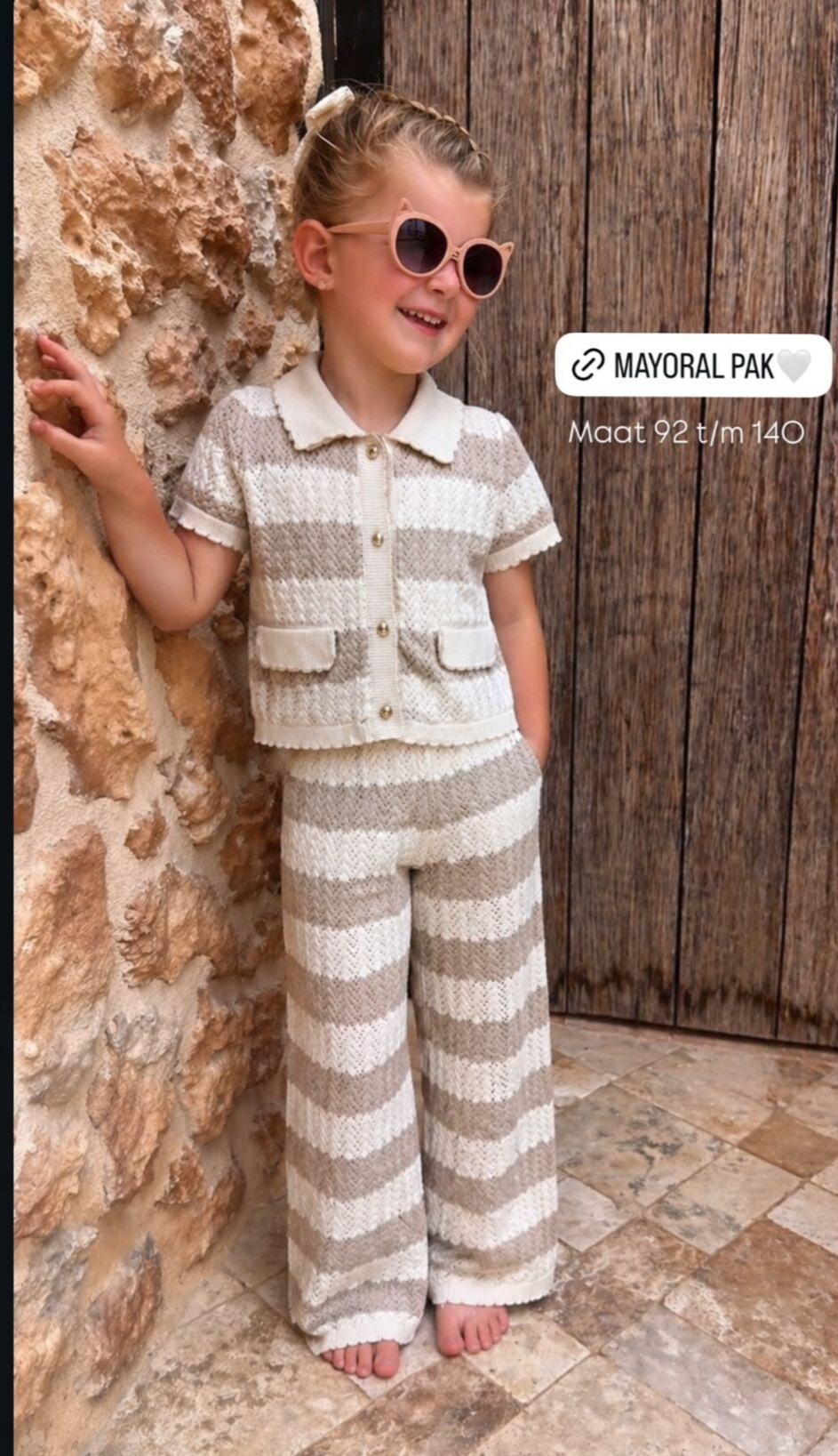 Mayoral zomer 2026 meisjes knit set zand
