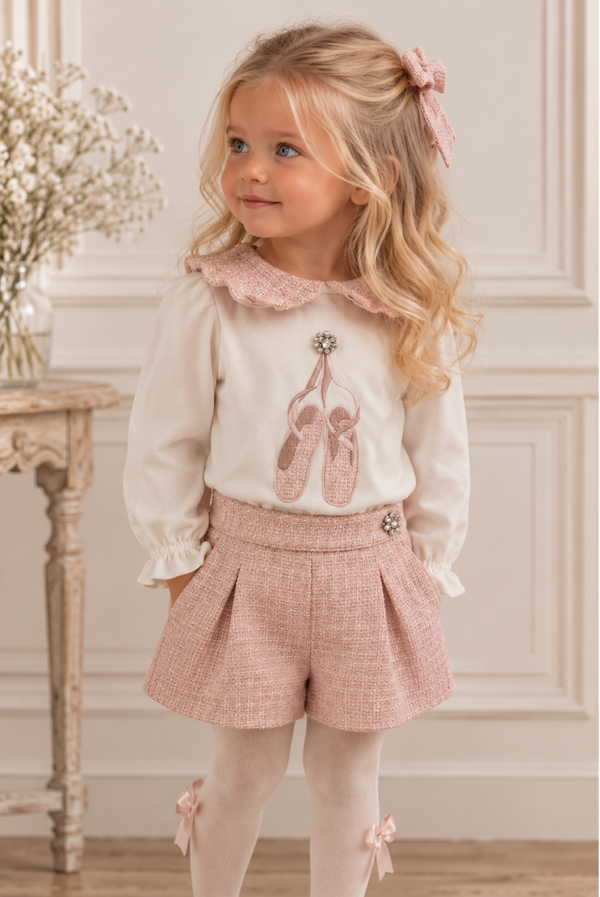 Deolinda 2-delige set ballerina tweed roze