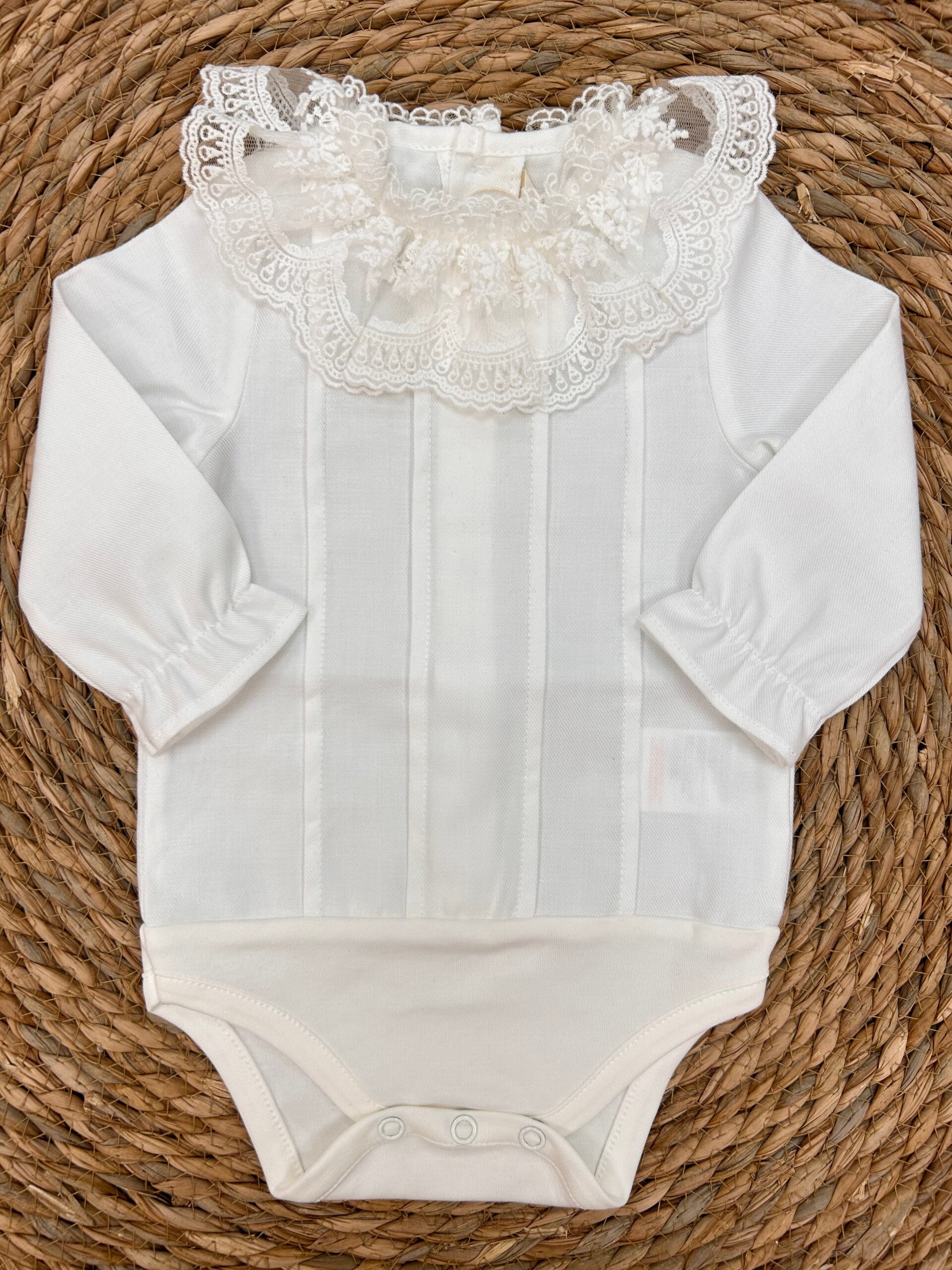 Laivicar Romper Deluxe wit met kanten kraagje