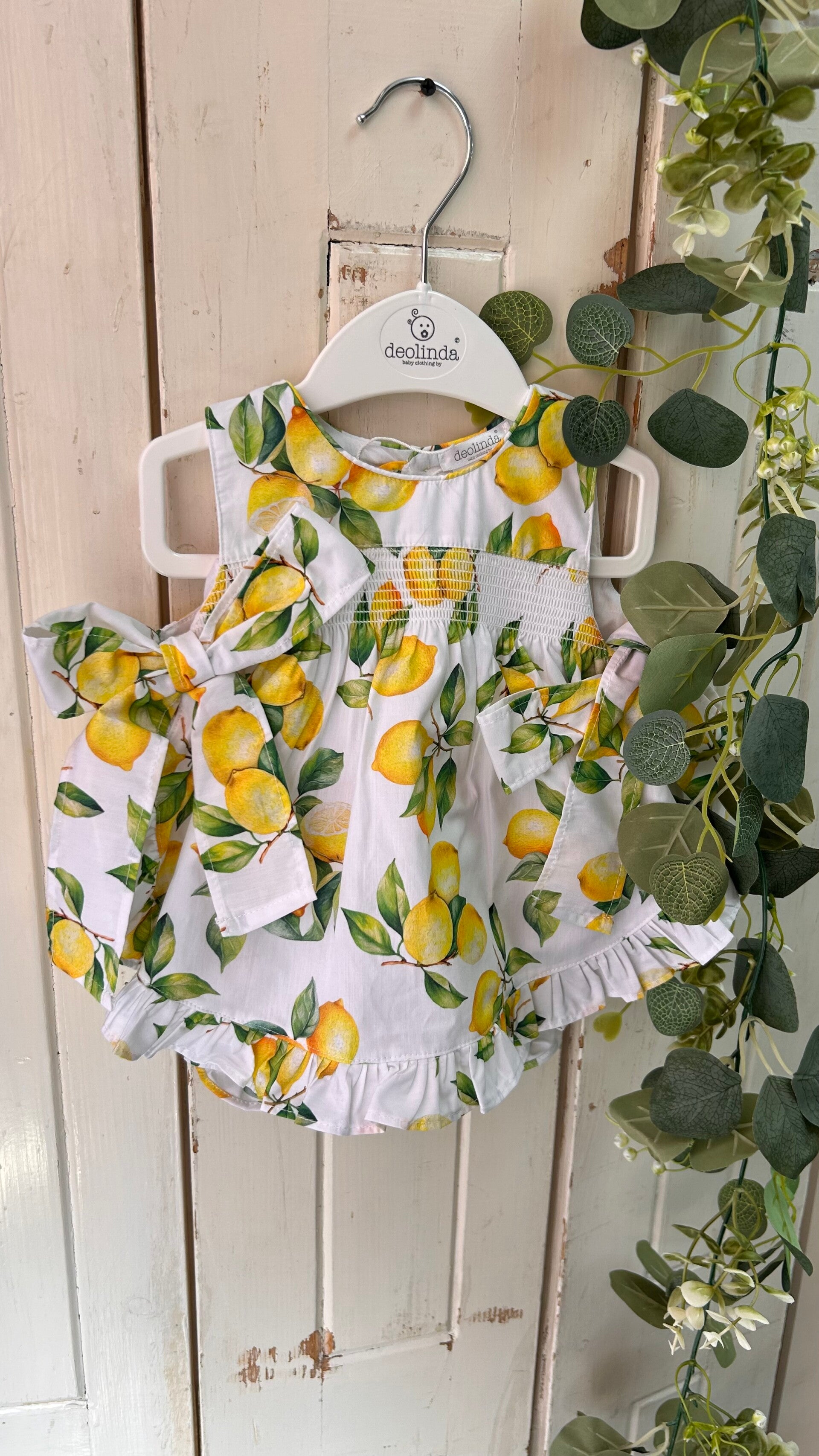 Deolinda jurkje lemons strikjes en bloomer