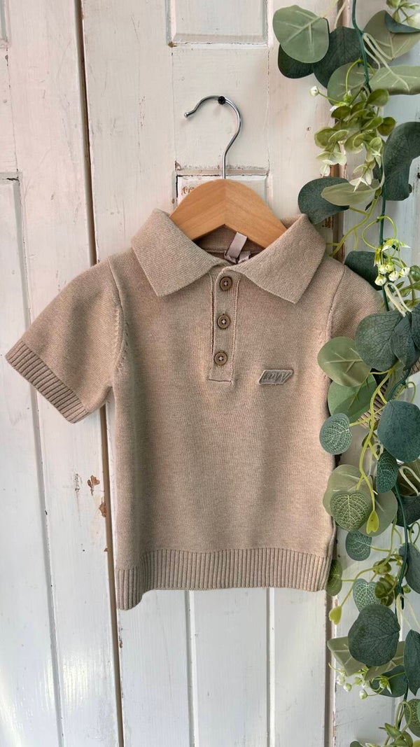 LEVV polo taupe 100% katoen