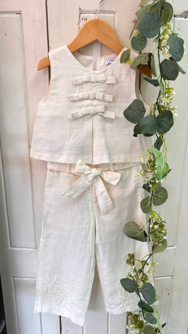 Mayoral zomer 2026 meisjes linnen broek broderie