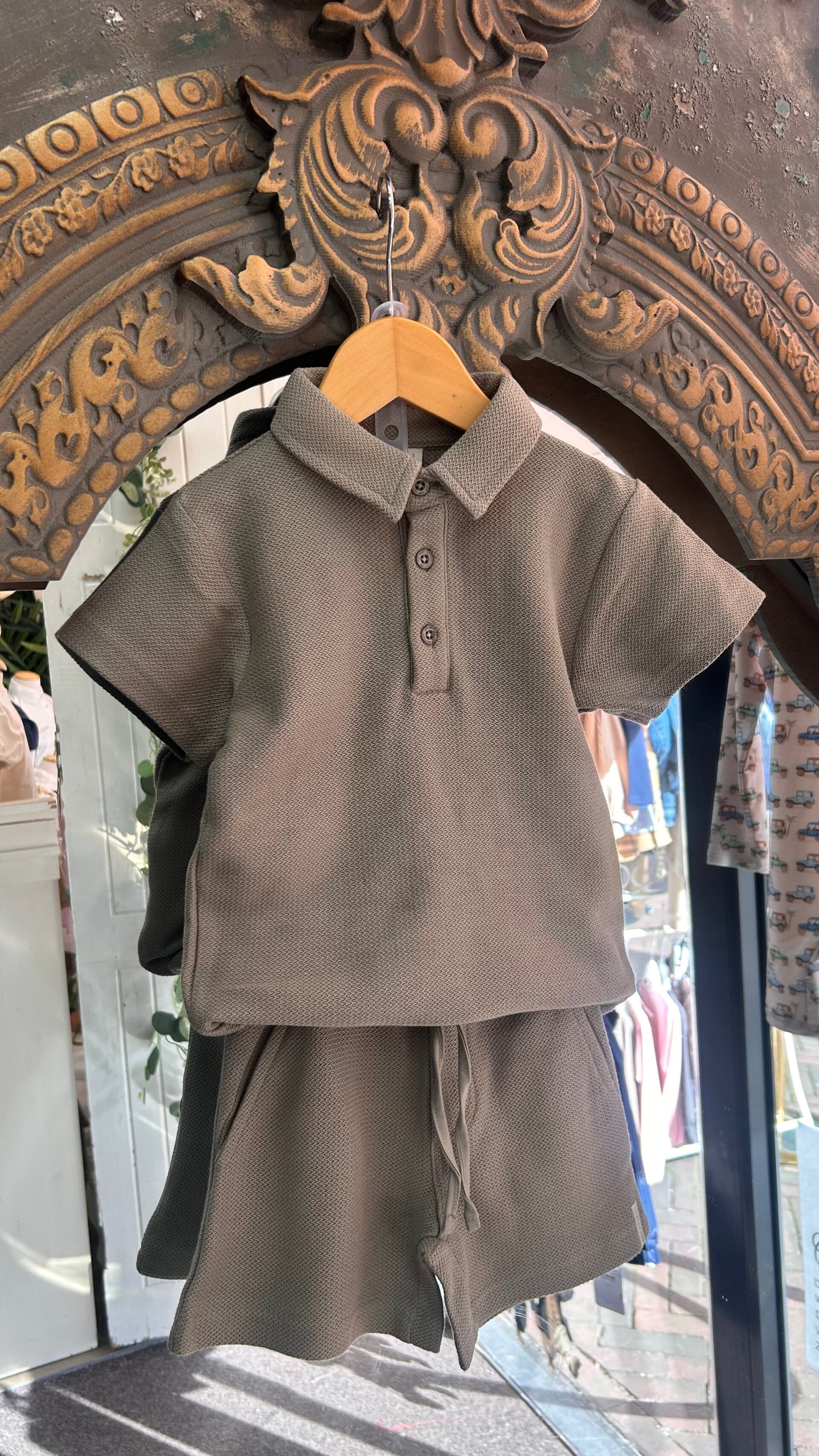 LEVV SET polo + broek chocolate brown Branco