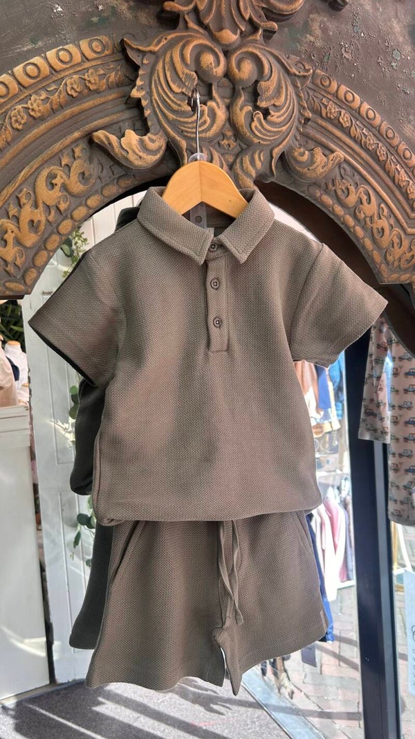 LEVV SET polo + broek chocolate brown Branco