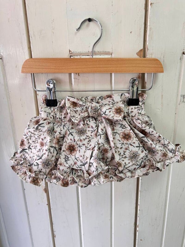 Bloomer flowers beige/bruin met lurex met strik