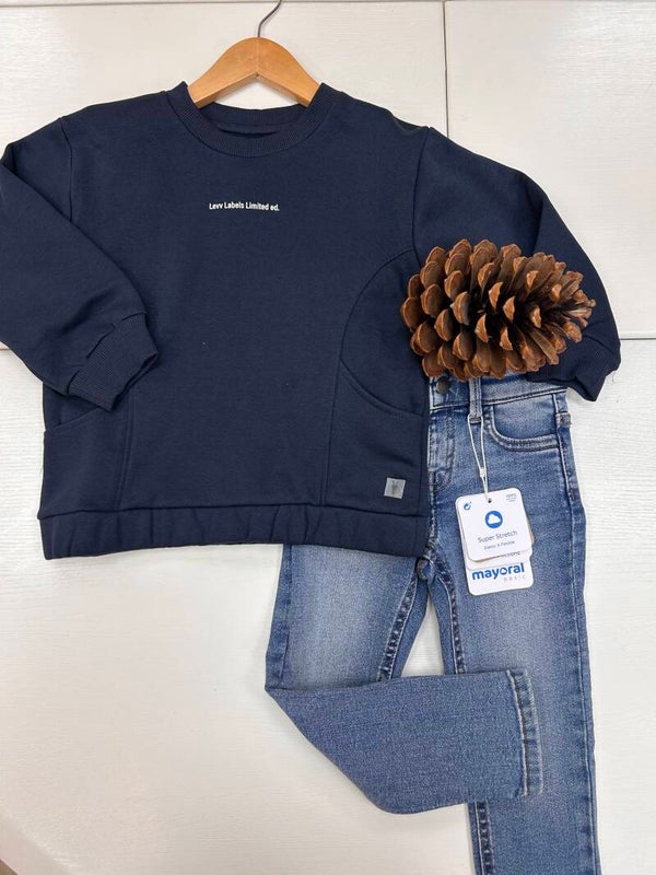 LEVV jongens sweater night blue