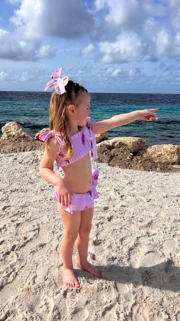 PHI lila flowers bikini met strikjes