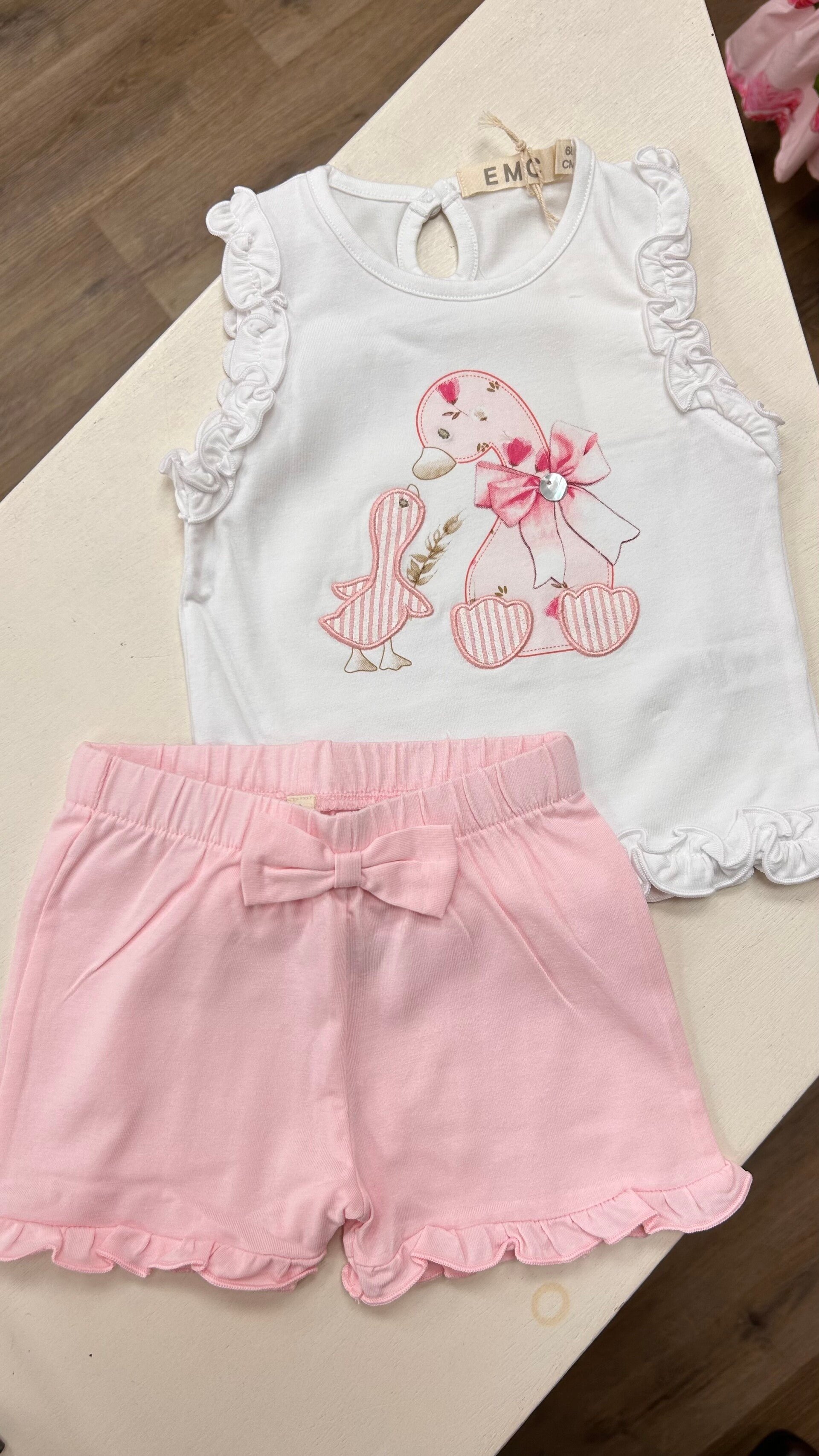 EMC schattig setje roze met roezeltjes