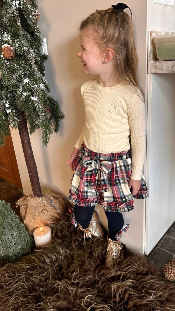 LEVV meisjes t-shirt white cream strikje