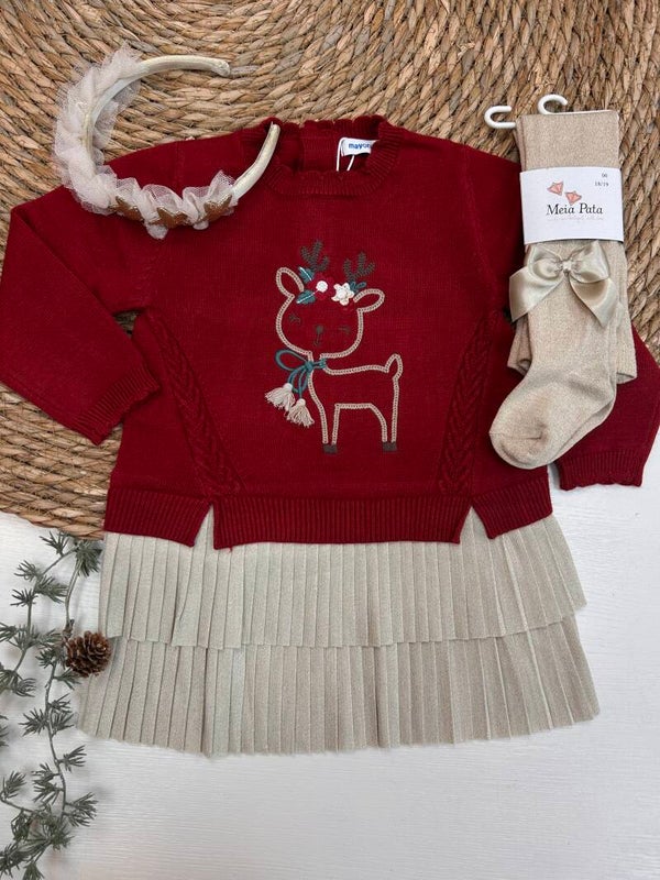 Mayoral winter 2026 meisjes kerst jurkje rood / goud