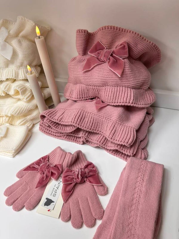 Condor handsschoenen met velvet strik oudroze pale pink