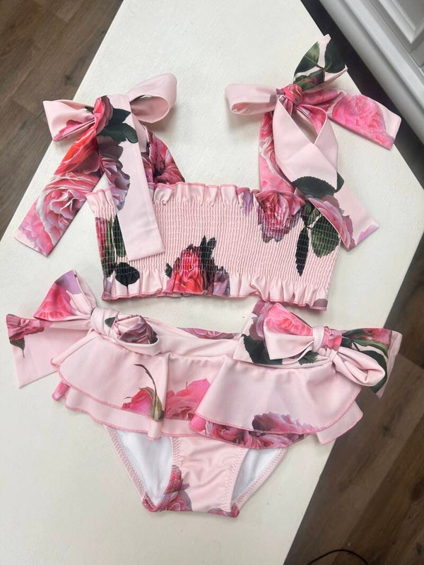 PHI pink flowers bikini met strikjes