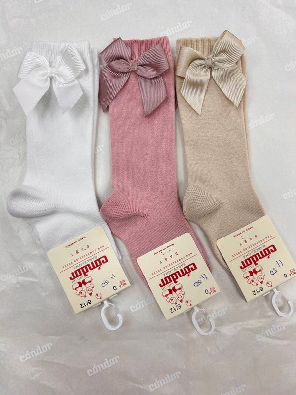 Condor kniekous met satijnen strik wit 200