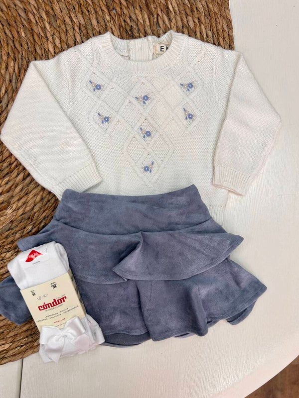 EMC suède roezel rokje blauw