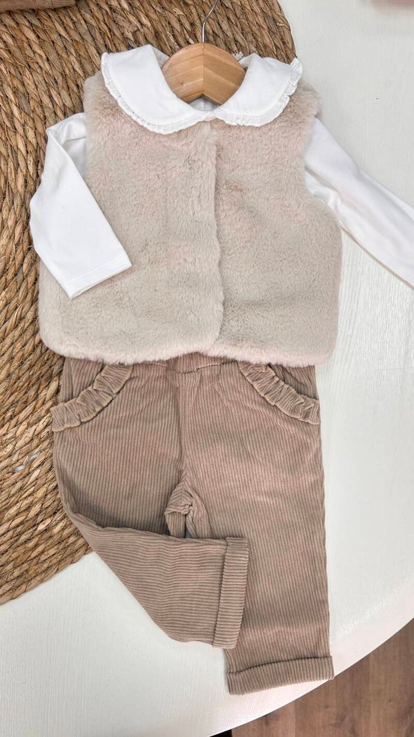 EMC fur gilet beige