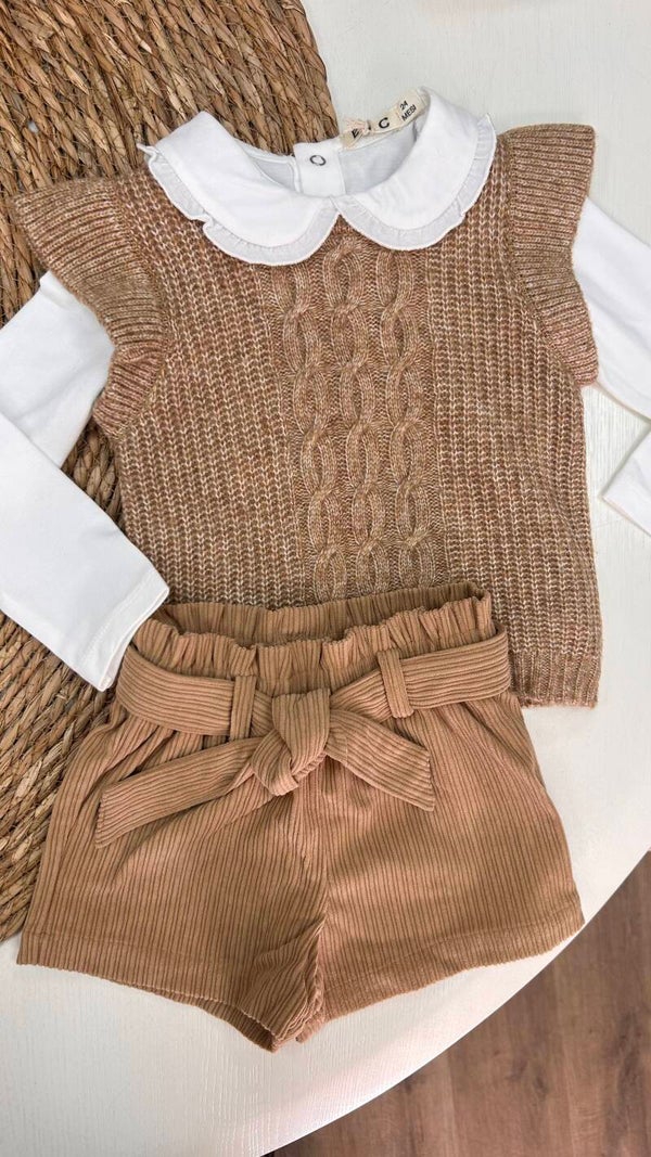 EMC corduroy rib short camel