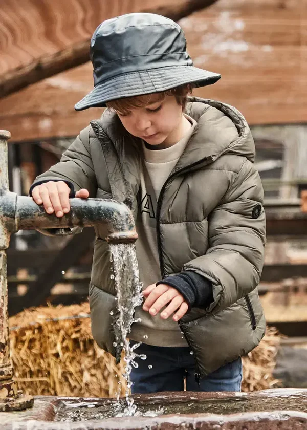 Mayoral winter 2026 jongens winterjas metallic taupe