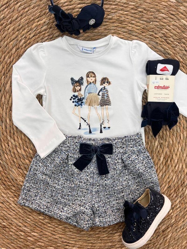 Mayoral winter 2026 meisjes tweed short navy