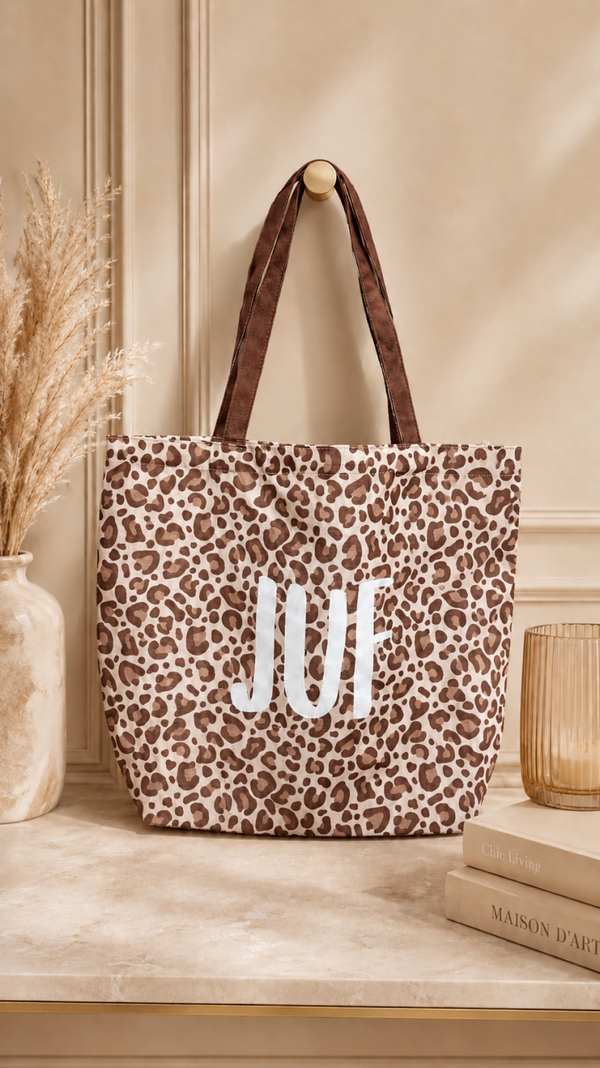 Bedankt Juf - Leopard canvas tas