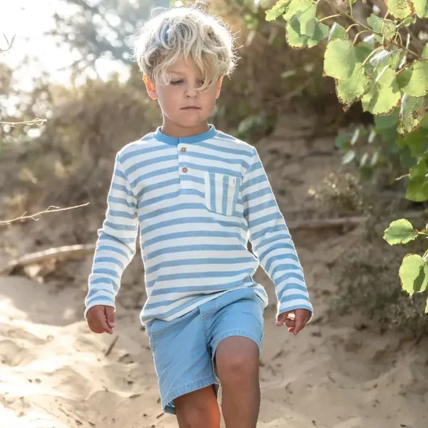 Little Dutch T-shirt stripe creme / blue