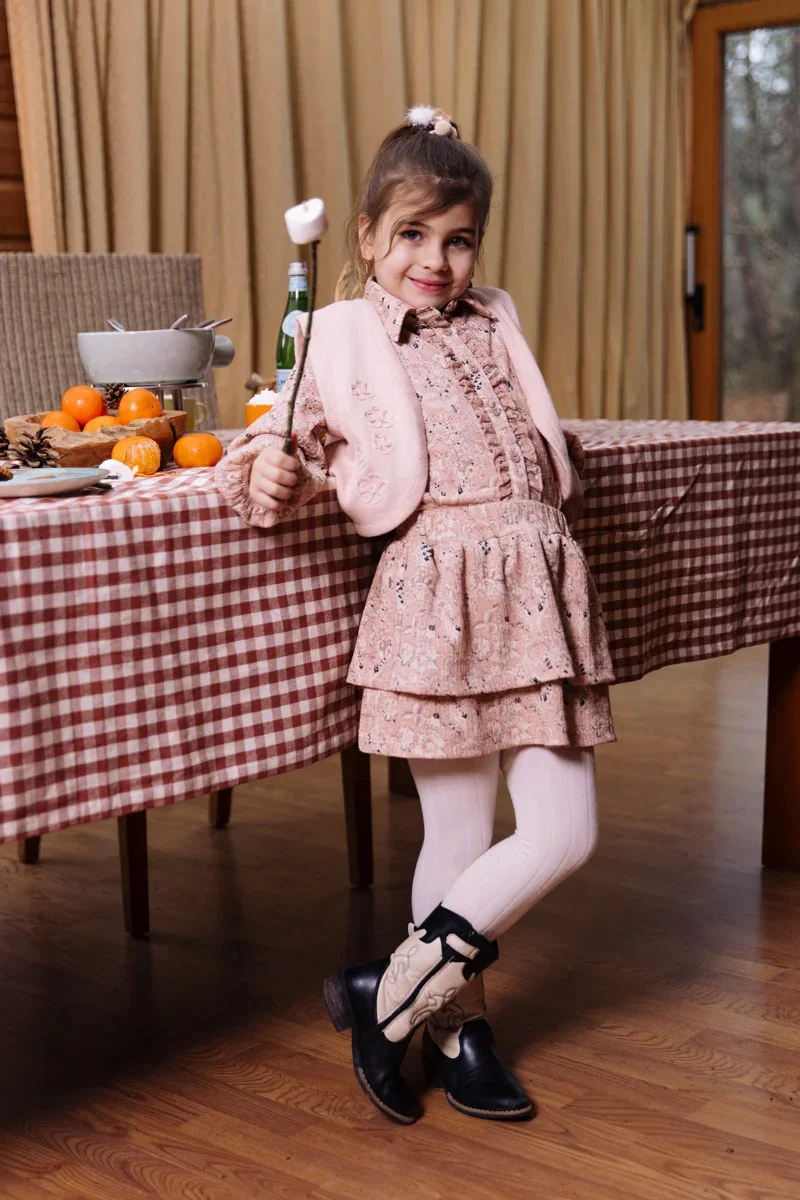 LEVV meisjes rok pink allover print leaves