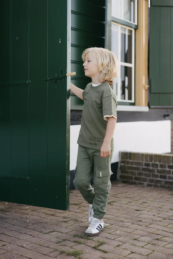 LEVV cargo broek donkergroen Bram