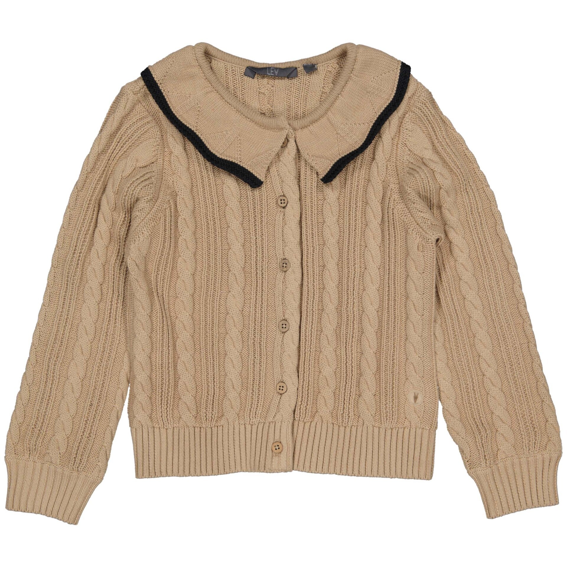 LEVV meisjes knit kabelvest dark sand