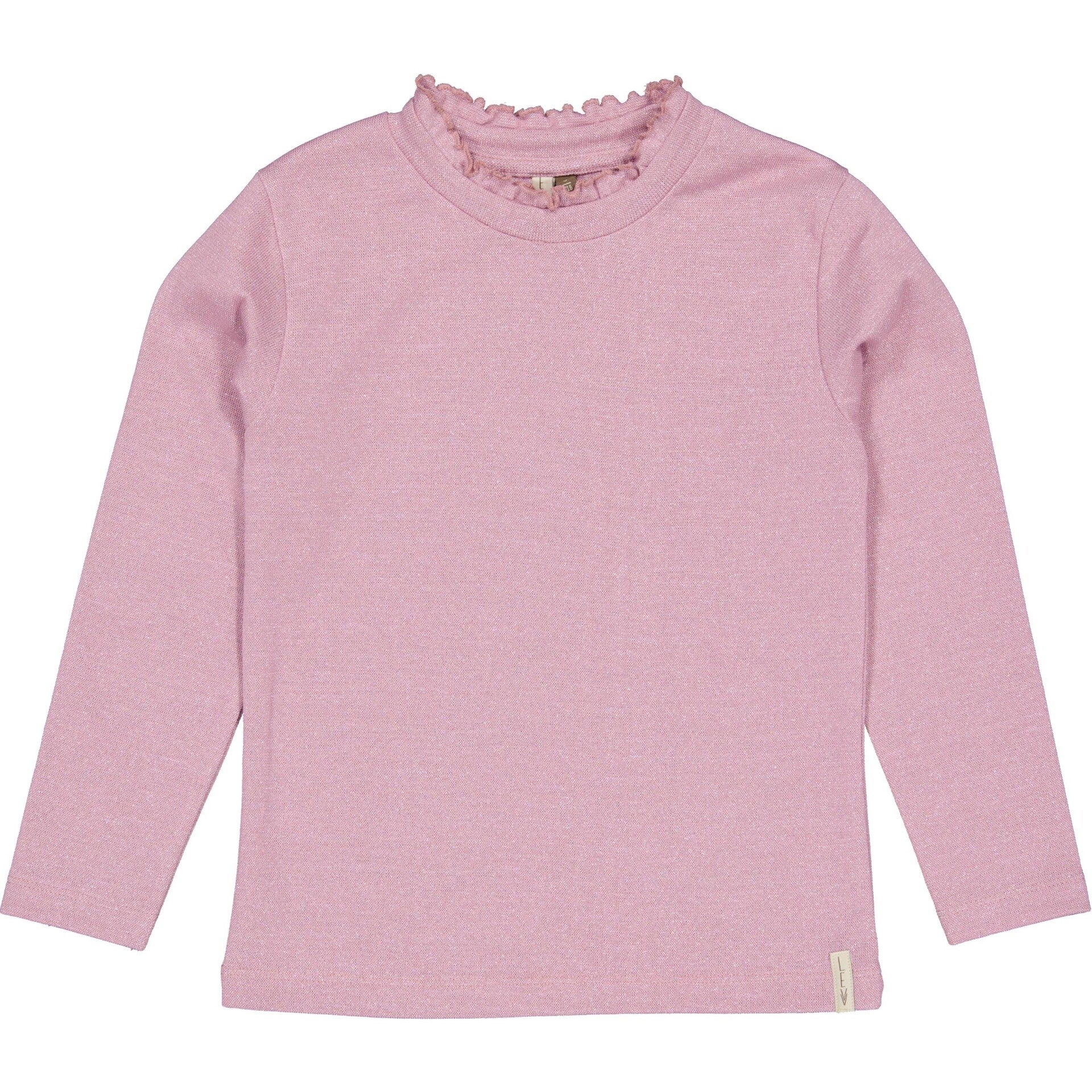 Levv longsleeve glitter mauve met roezel kraagje Darina