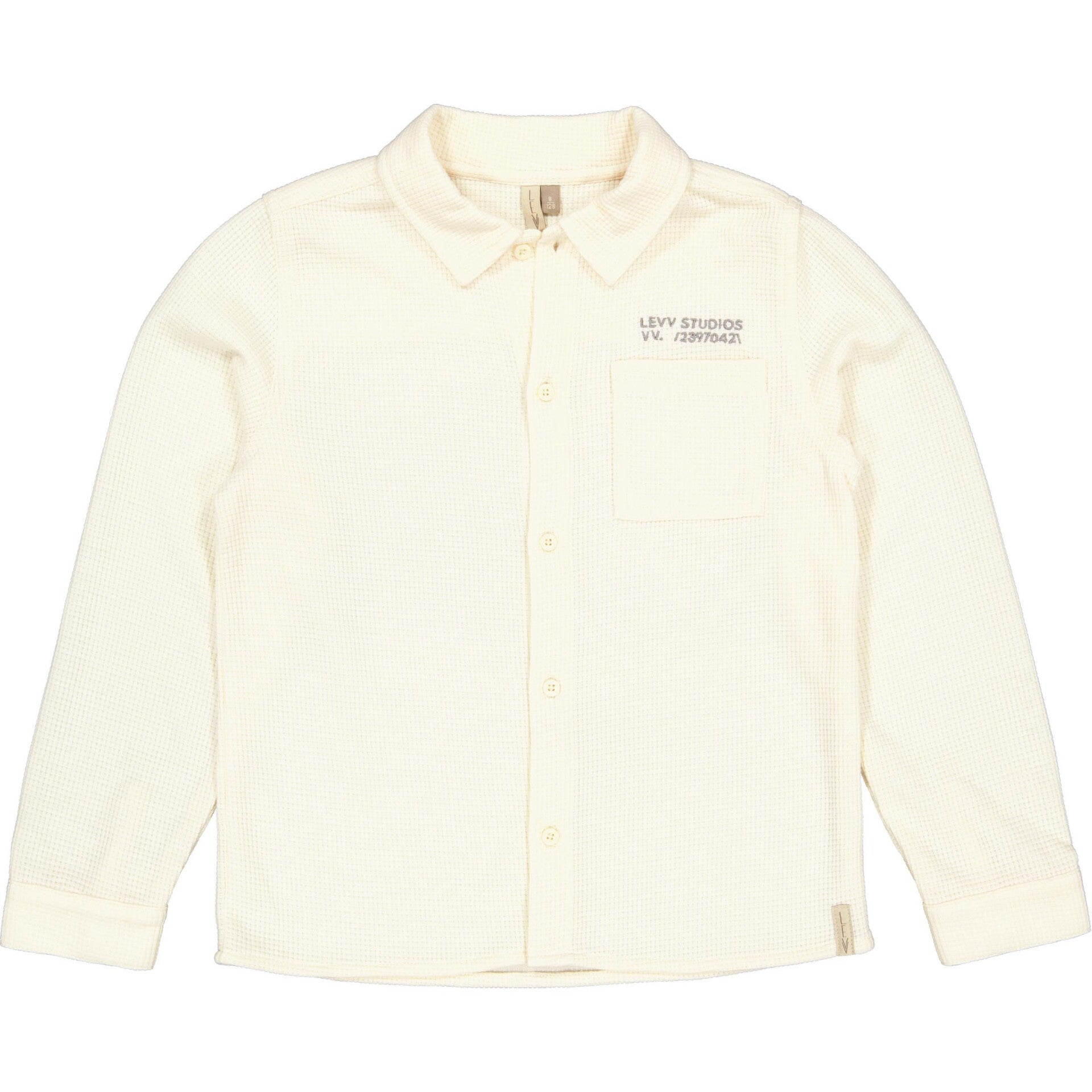 Levv wafel overhemd stretch blouse cream Diego