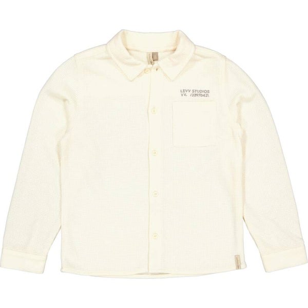 Levv wafel overhemd stretch blouse cream Diego