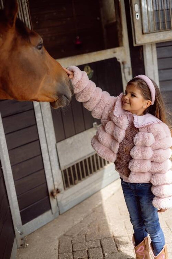 Levv x Ann Dominique fluffy pink jacket DEVENEY