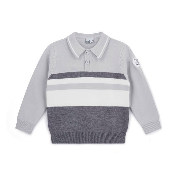 Mitch & Son knitted polo TIGHE grey