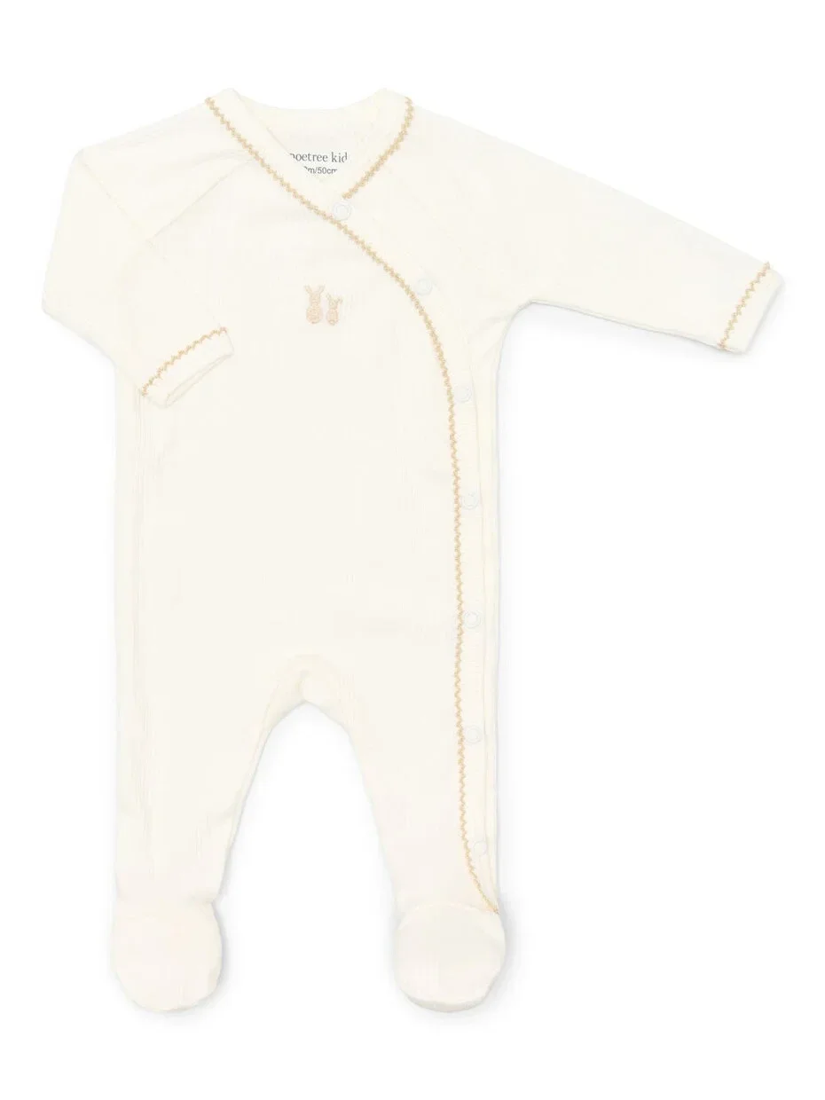 Poetree Teddy new born babypakje rib Crème 100% katoen