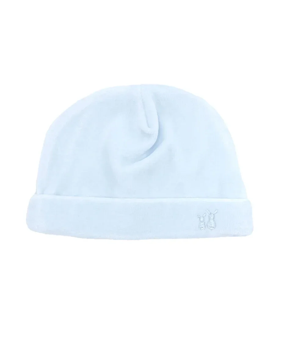Poetree Velours baby mutsje baby blauw