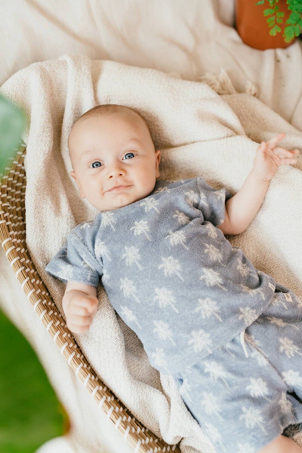 A Tiny Story baby T-shirt blue palm