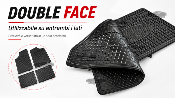 Set Tappetini Auto Universali Double Face in 100% Gomma - 4 Pezzi