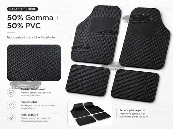 Set di Tappetini Auto Universali in Gomma e PVC - 4 Pezzi