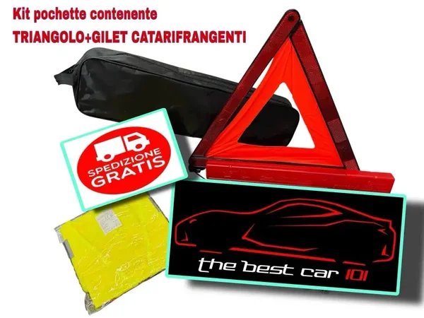 kit primo intervento triangolo piu gilet catarifrangenti