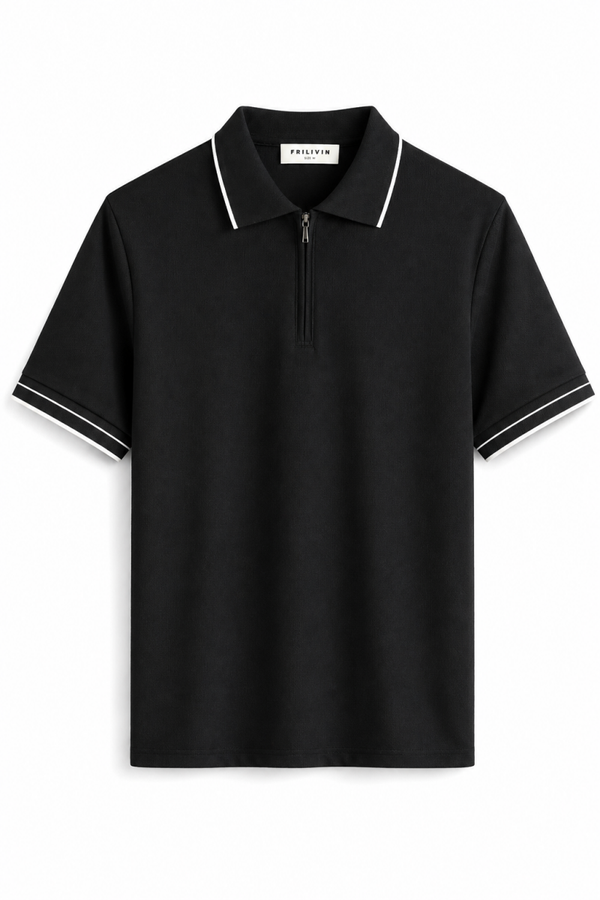 Classic Zip Polo – Black