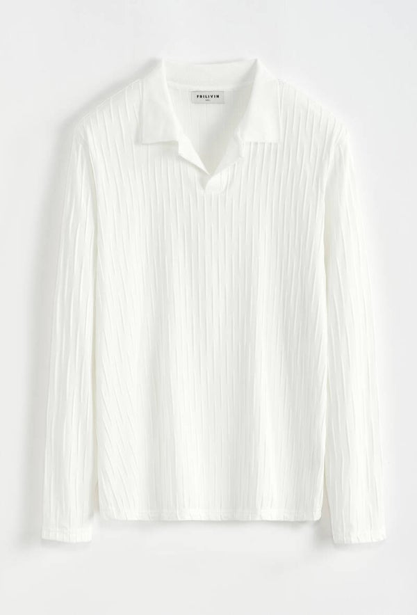 Ribbed Polo Knit – White