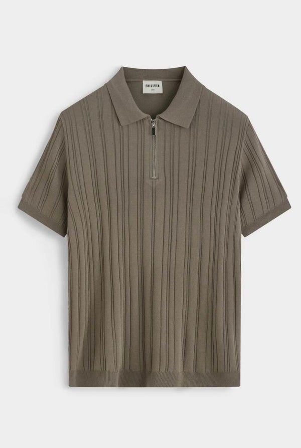 Textured Zip Polo