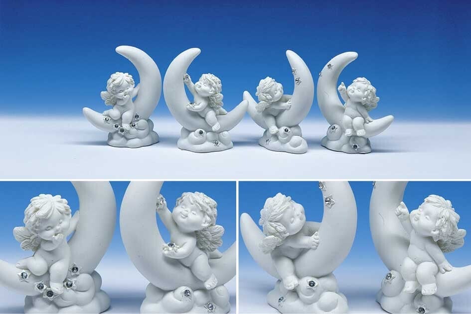 Igor op de maan wit glitter 8,5 cm hoogte