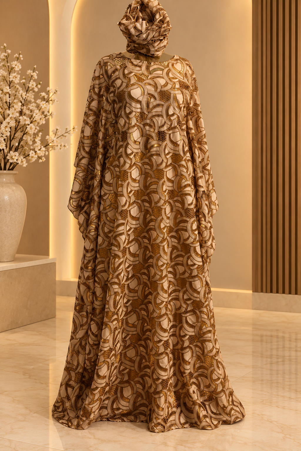 Robe guipure - marron