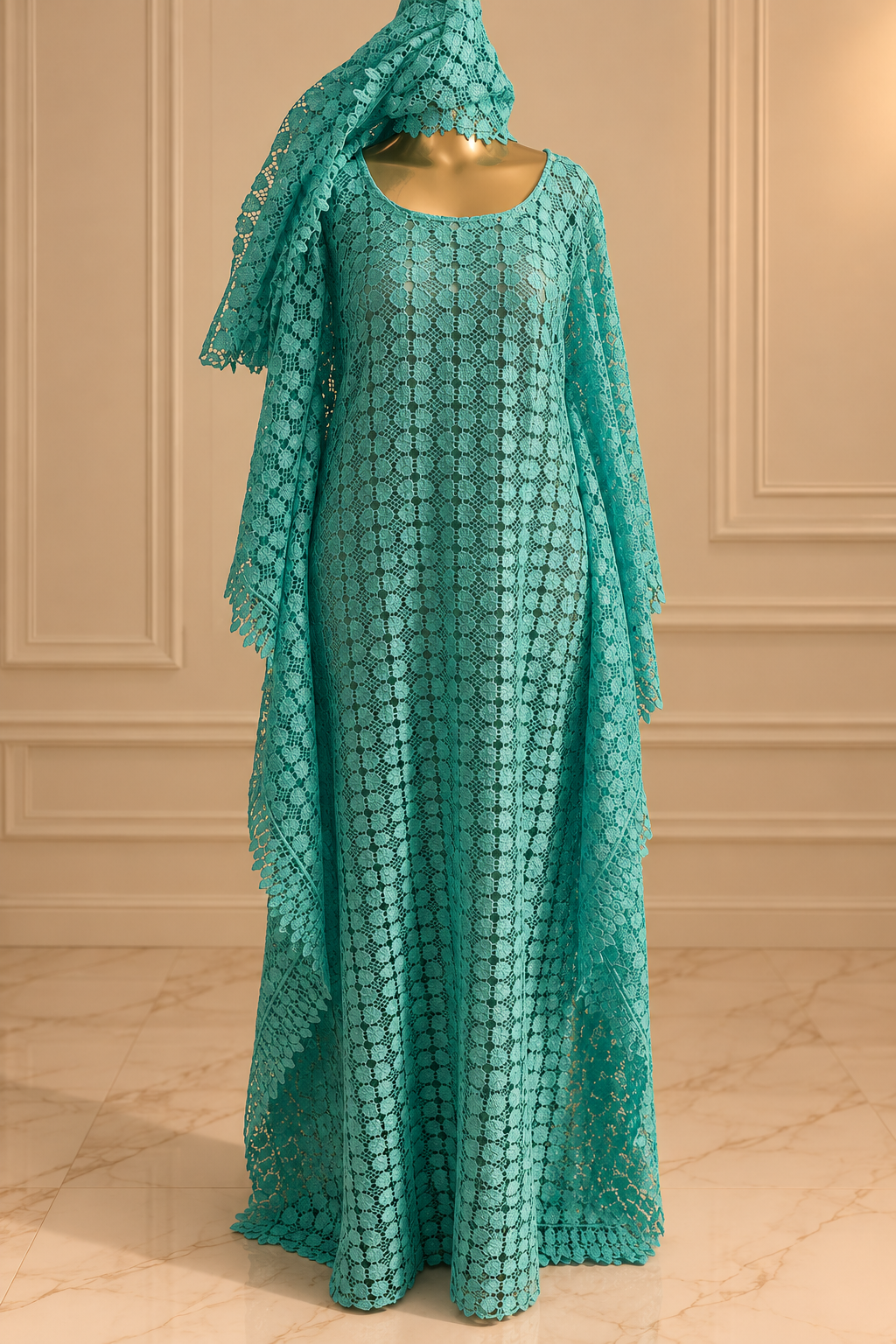 Robe Guipure - bleu turquoise