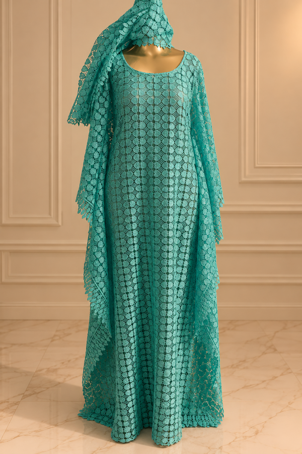 Robe Guipure - bleu turquoise