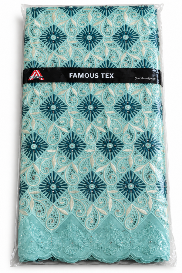 Brodé Autriche Original – Bleu turquoise, bleu marine et doré