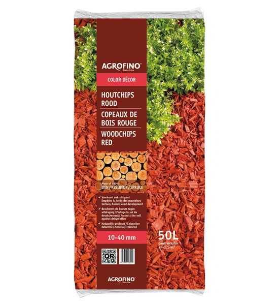 Agrofino houtchips rood dennenhout (50L)