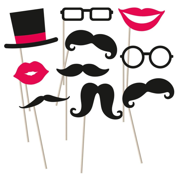 Moustache Set Props  10 Stuks