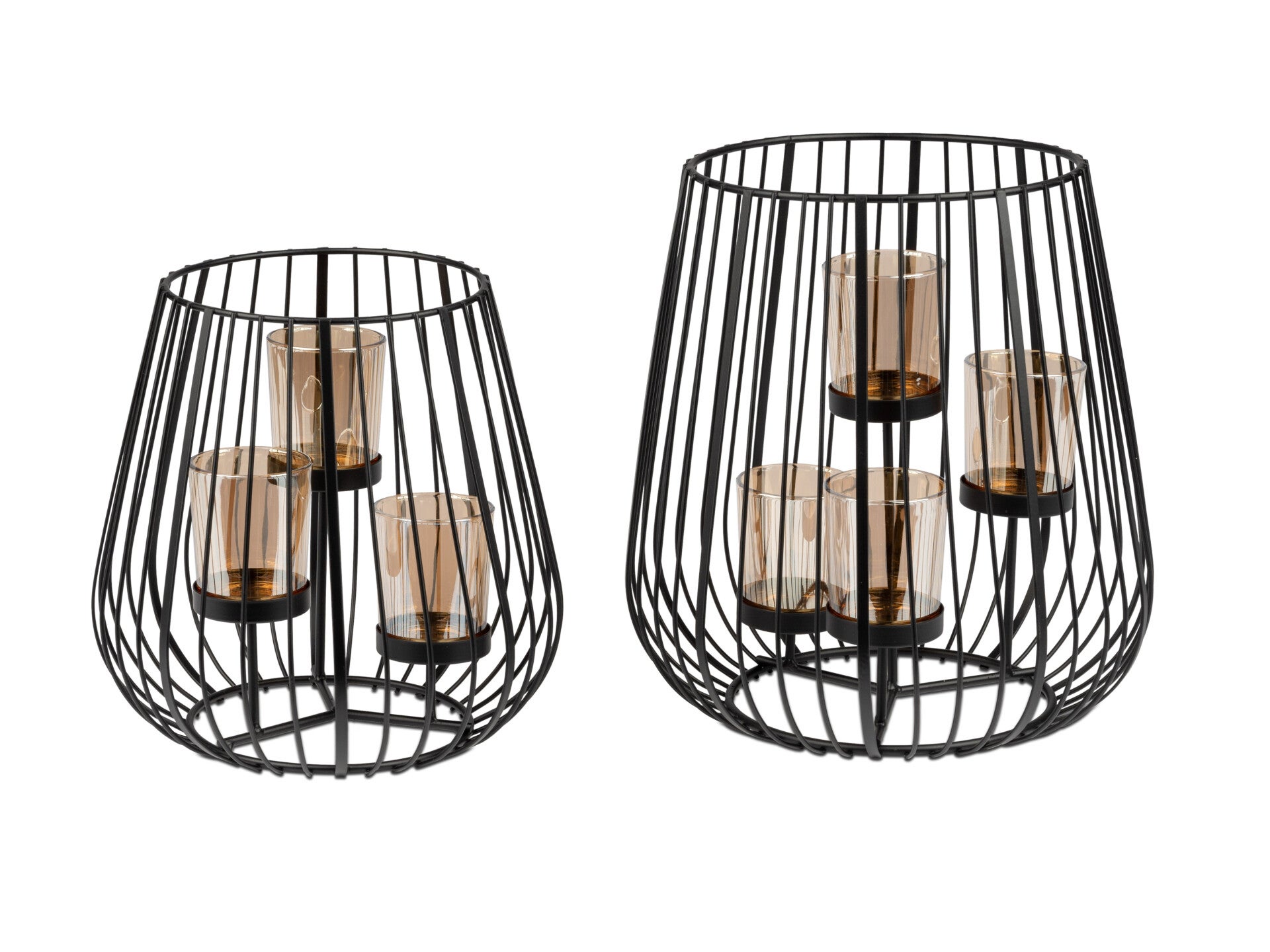 Metall-Windlicht mit 3 Gläsern, FORMANO